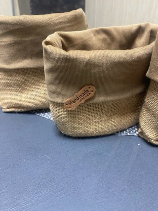 Conjunto 3 cestas mimbre y yute