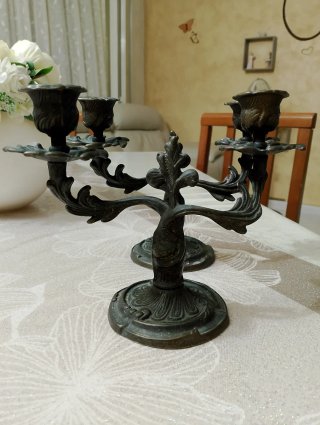 Candelabri Barocco Metallo Nero/Oro