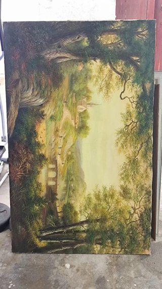 Óleo sobre lienzo paisaje rural