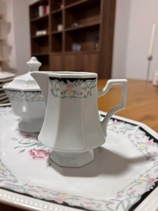 Vajilla porcelana floral octogonal