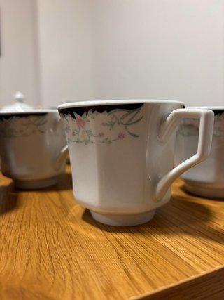 Vajilla porcelana floral octogonal