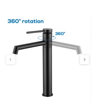 Grifo alto negro mate para lavabo 24cm. Nuevo. Sin
