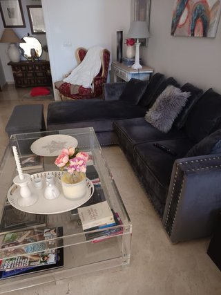 Sofá chaise longue gris 2 plazas