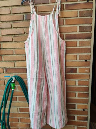 Mono Lino Verano Talla M Rayas Rosas