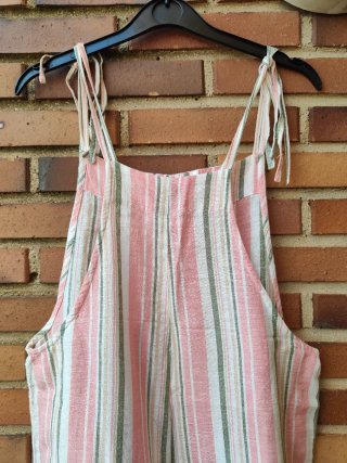 Mono Lino Verano Talla M Rayas Rosas
