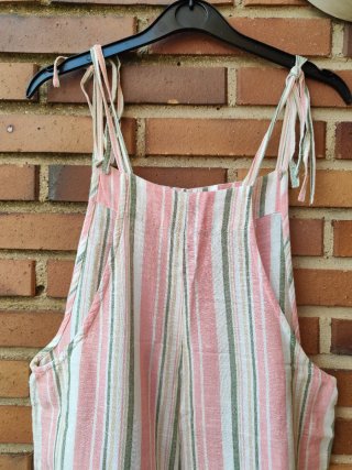 Mono Lino Verano Talla M Rayas Rosas