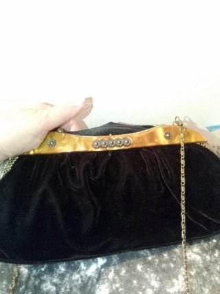 Bolso vintage terciopelo flores
