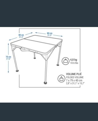 Mesa plegable 80x80 cm