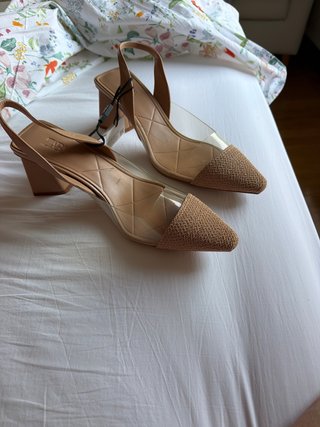 Zapatos Zara Slingback Transparentes Beige