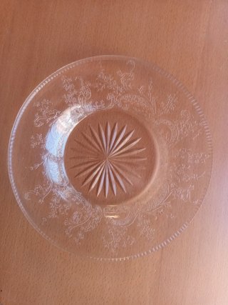 Aceitera de cristal vintage con plato