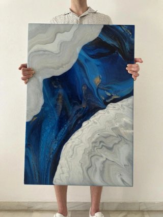 Arte Fluido Mármol Río Azul Madera