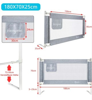 Barriera da letto 180 cm grigia