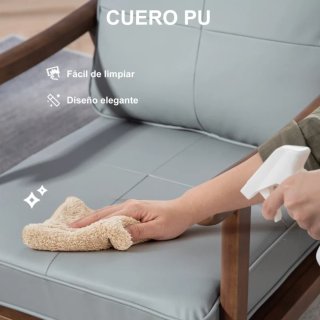 Poltrona elegante in pelle sintetica e legno