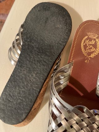 Sandalias plateadas tejidas talla 41