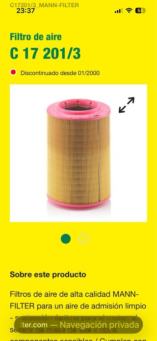 Filtro de aire MANN C17201/3 VW TRANSPORTER