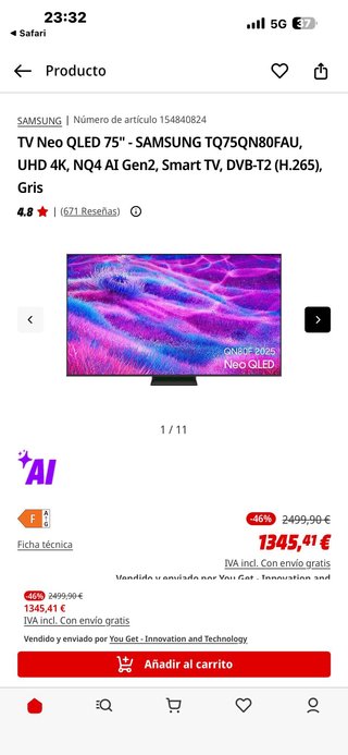 Samsung Neo QLED Mini LED 75 TQ75QN80FA