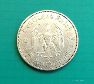 Moneda de plata conmemorativa 5 Reichsmark 1934-J