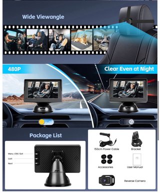 NUEVO! Cámara Bebé Coche 4,3” Monitor