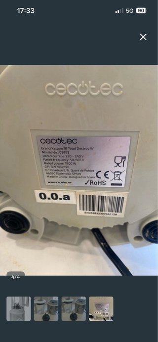 Repuestos Batidora Cecotec Grand Katana