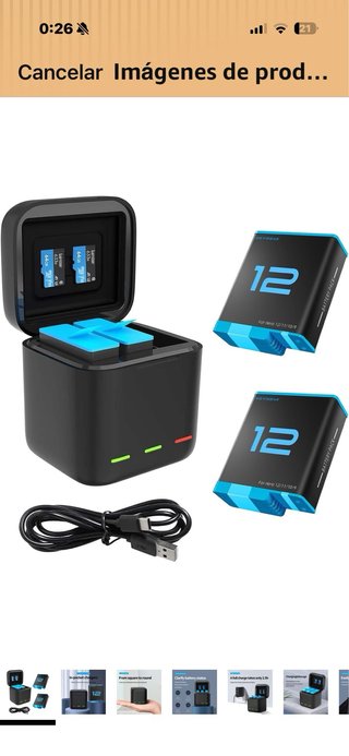 GoPro Hero 12 Black Cámara + Cargador y 2 baterias