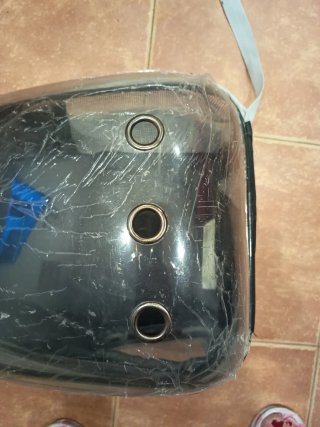 Mochila transportín para gato transparente .