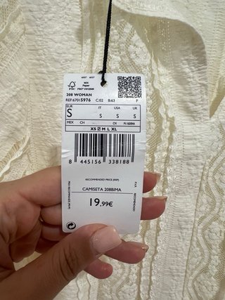 Camiseta Mango Encaje Manga Corta Talla M