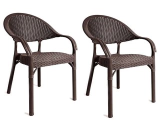 3 Sedie da Giardino Marroni con Braccioli