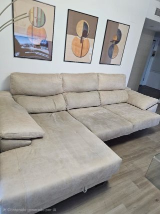 Sofá Chaise Longue Beige 3m