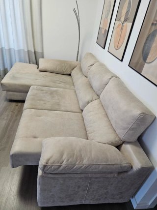 Sofá Chaise Longue Beige 3m