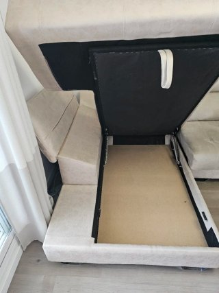 Sofá Chaise Longue Beige 3m
