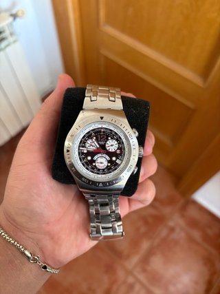Reloj Swatch Cronógrafo Plata Negro original
