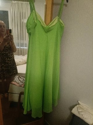 Vestido gasa verde tirantes Talla XL