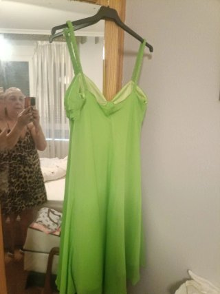 Vestido gasa verde tirantes Talla XL