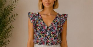 Blusa ONLY volantes escote V S