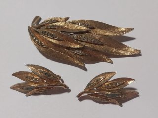 Conjunto Broche y Pendientes Vintage Hojas