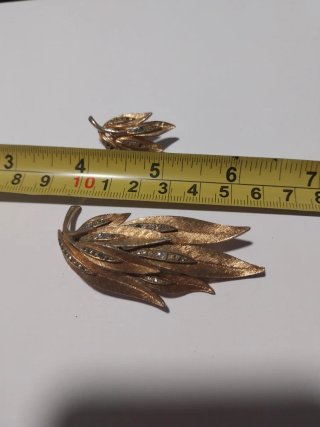 Conjunto Broche y Pendientes Vintage Hojas
