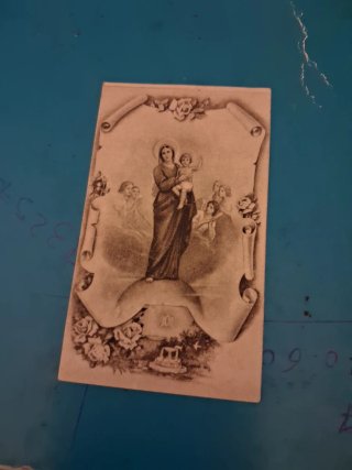Recordatorio religioso Virgen y Niño