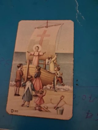 Recordatorio religioso Virgen y Niño