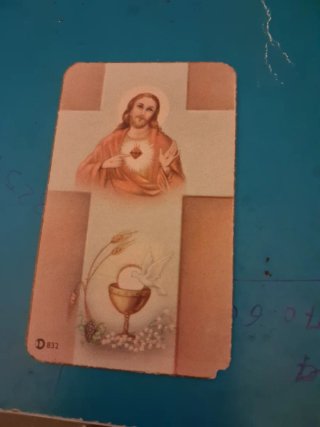 Recordatorio religioso Virgen y Niño