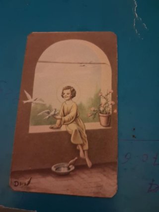 Recordatorio religioso Virgen y Niño