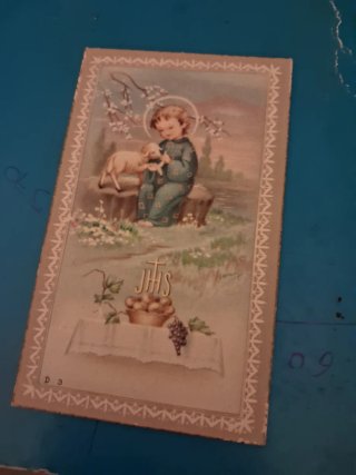 Recordatorio religioso Virgen y Niño