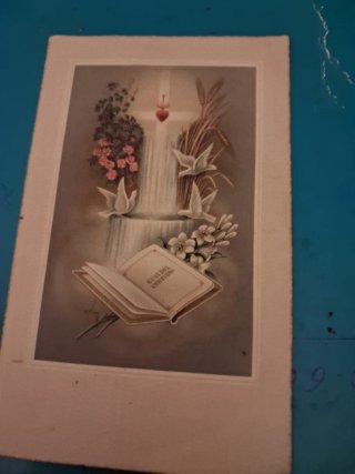 Recordatorio religioso Virgen y Niño