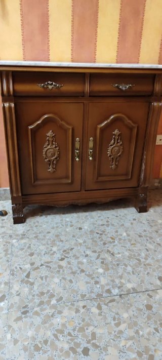 Mueble de entrada madera y espejo dorado