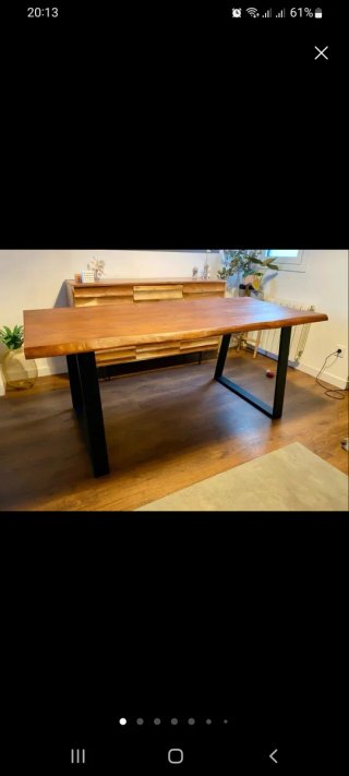 Mesa estilo industrial madera y metal