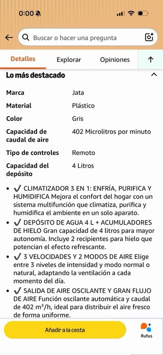 Jata JVAC2002 Climatizador Evaporativo Portátil