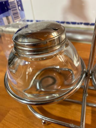 Set Salsero Salero Cocina Vidrio Metal