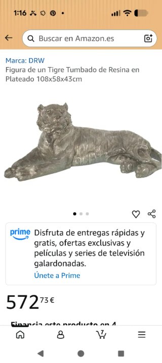 Escultura de Tigre Plateado