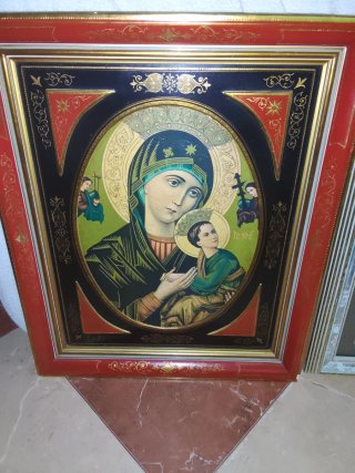 Cuadro antiguo Virgen y Niño