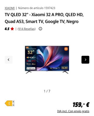 TV Xiaomi QLED 32 32 A PRO HD