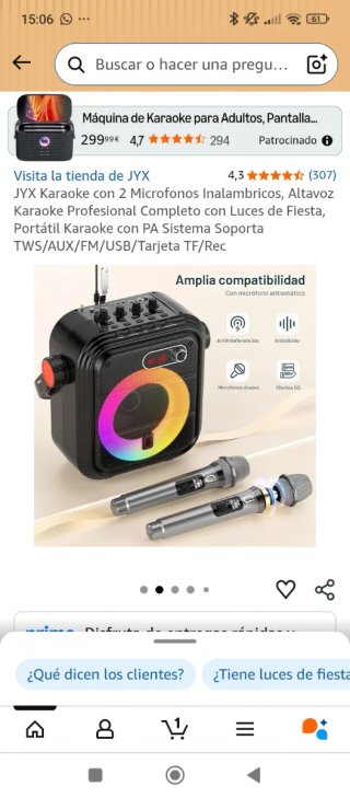 Máquina Karaoke JYX con 2 Micrófonos